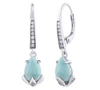 Clarissa Silberohrringe mit echtem Larimar und Brilliance Zirconia