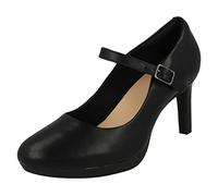 Clarks Ambyr Shine Damen-Pumps mit Plateauabsatz im Mary Jane-Stil, schwarzes Leder, Größe 39,5, Schwarz, 39.5 EU