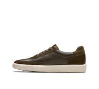 Clarks Brodin Lo Herren-Sneaker, Olivfarbenes Leder, 45 EU