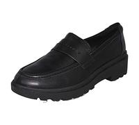Clarks Calla Ease Damen-Slipper mit Dicker Sohle, Flache Sohle, schwarzes Leder, Größe 39,5, Schwarzes Leder, 39.5 EU