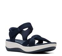 Clarks Damen Arla Shore Flache Sandale, Marineblaues Textil, 35.5 EU