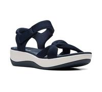 Clarks Damen Arla Shore flache Sandale, Marineblaues Textil, 37.5 EU