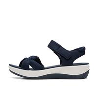 Clarks Damen Arla Shore flache Sandale, Marineblaues Textil, 6 Wide