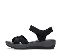 Clarks Damen Arla Shore Flache Sandale, Textil schwarz, 39.5 EU Weit