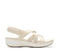 Clarks Damen Athleisure Keilsandalen, Cremefarbenes Textil, 6.5 Wide