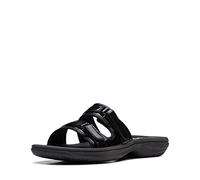 Clarks Damen Breeze Piper Slide Sandale, Schwarz Lack Synthetisch, 12