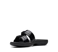 Clarks Damen Breeze Piper Slide Sandale, Schwarz Lack Synthetisch, 41.5 EU