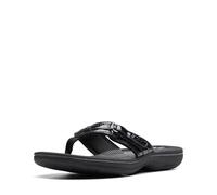 Clarks Damen Breeze Sea Flipflop, Schwarzes Synthetisches Lack, 37 EU
