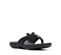 Clarks Damen Brinkley Flora Zehentrenner, Schwarze Synthetik/schwarze Sohle, 40.5 EU