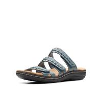 Clarks Damen Bucht Laurieann Flache Sandale, Blaugraues Leder, 37 EU