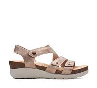 Clarks Damen Calenne Clara Keilsandalen, Bronze-Metallic-Textil, 7.5 Wide
