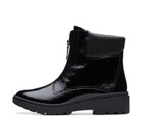 Clarks Damen Calla Zip Halblange Stiefel, Black Crinkle Patent Synthetic, 39 EU