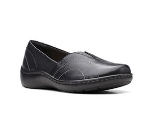 Clarks Damen Cora Wiese Slipper, Schwarz Leder, 41.5 EU