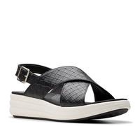 Clarks Damen Drift Sun Keilsandale, Schwarzes gewebtes Synthetikmaterial, 43 EU