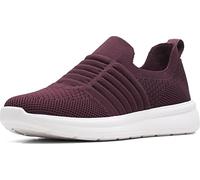 Clarks Damen Ezera Walk Sneaker, Burgunderroter Strick, 37 EU