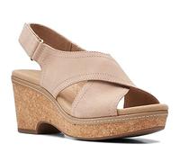 Clarks Damen Giselle Cove Keilsandale, Sandfarbenes Leder, 42.5 EU