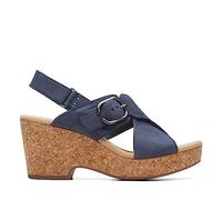 Clarks Damen Giselle Dove Keilsandalen, Marineblaues Nubuk, 40 EU