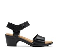 Clarks Damen Heritage Casual Sandalen mit Absatz, Schwarz Leder, 8.5 Wide