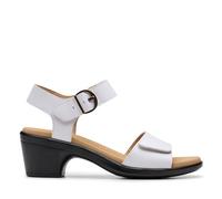 Clarks Damen Heritage Casual Sandalen mit Absatz, Weißes Leder, 8 Wide