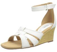 Clarks Damen Kyarra Joy Keilsandale, White Leather, 41.5 EU