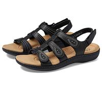 Clarks Damen Laurieann Vine Flache Sandale, Schwarzes Leder