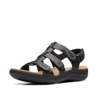 Clarks Damen Laurieann Vine Flache Sandale, Schwarzes Leder, 39 EU Schmal