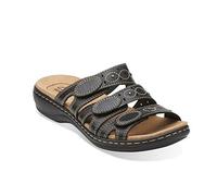 Clarks Damen Leisa Kakteen Flache Sandale, Schwarz Leder, 42 EU