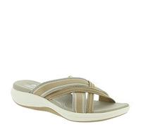 Clarks Damen Mira Isle Slide Sandale, Sand Kombi Textil, 8.5 Wide