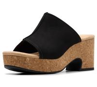 Clarks Damen Nerisa Vine Kork Keilsandalen, Schwarz Nubuk, 39.5 EU