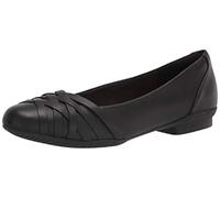 Clarks Damen Sara Clover Ballerinas, Schwarz Leder, 39 EU Weit