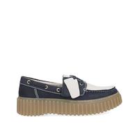 Schnürschuh CLARKS "Torhill Boat", Damen, Gr. 38, blau, beige, Leder, Schuhe Schnürschuh, mit Contour Cushion-Fußbett (28815626-38) blau, beige