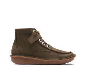 Clarks Damenschuhe Sportliche Schnürer DARK OLIVE NUB DARK OLIVE NUB - Gr. - 4 UK