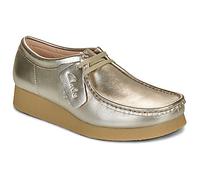 Schnürschuh CLARKS "Wallabee EVO", Damen, Gr. 39, goldfarben, Leder, Schuhe Schnürschuh, mit Krepp-Effekt an der Sohle (33662221-39) goldfarben