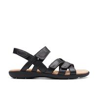 Clarks Elizabelle Gem Flache Sandale für Damen, Schwarz Leder, 11