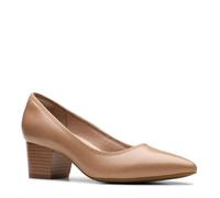 Clarks Ellanie Hope Damen-Schuhe, Warmes, beigefarbenes Leder, 10 UK