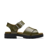 Clarks Damen Orinoco Cross Sandale, Dark Olive Lea, 41.5 EU