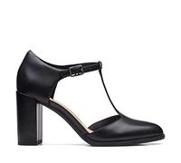 Clarks Damen Freva85 Bar Pump, Black Leather, 42 EU