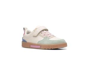 Clarks Girl's Oslo Vibe K. Sneaker, weiß/pink, 7 UK