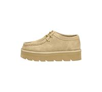 Schnürschuh CLARKS "Meare Walla", Damen, Gr. 41,5, beige (hellbraun), Leder, Schuhe Schnürschuh, mit markanter Sohle (20329900-41,5) hellbraun