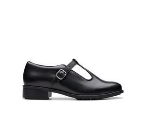 Clarks Havisham Bar-Damenschuhe, mit T-Verschluss, Leder, Schwarz, Größe 42