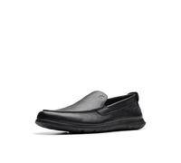 Clarks Herren Flexway Step Mokassin, Schwarz Leder, 42.5 EU Weit