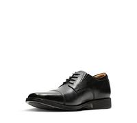 Clarks Herren Tilden Cap Oxford, Schwarzes Leder, 42.5 EU Weit