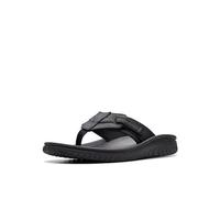 Clarks Herren Wesley Sun Flipflop, Black Leather, 44 EU