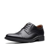 Clarks Herren Whiddon Cap Oxford, schwarzes Leder, 44 EU Weit