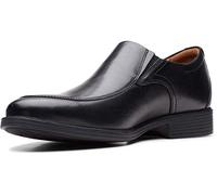 Clarks Herren Whiddon Step Slipper, schwarzes Leder, 45 EU Weit