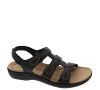 Clarks Laurieann Damen Vine Flache Sandale, Schwarz Leder, 39.5 EU Weit