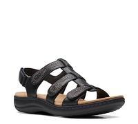 Clarks Damen Laurieann Vine Flache Sandale, Schwarz Leder, 41.5 EU Schmal