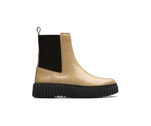 Clarks Leder-Chelsea-Boots "Torhill Maple" in Beige - Größe 38 | Stiefeletten