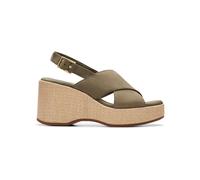 Clarks Leder-Keilsandaletten "Manon Wish" in Khaki - 57% | Größe 41 | Damen Sandalen