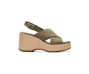 Clarks Leder-Keilsandaletten "Manon Wish" in Khaki - Größe 41 | Damen Sandalen